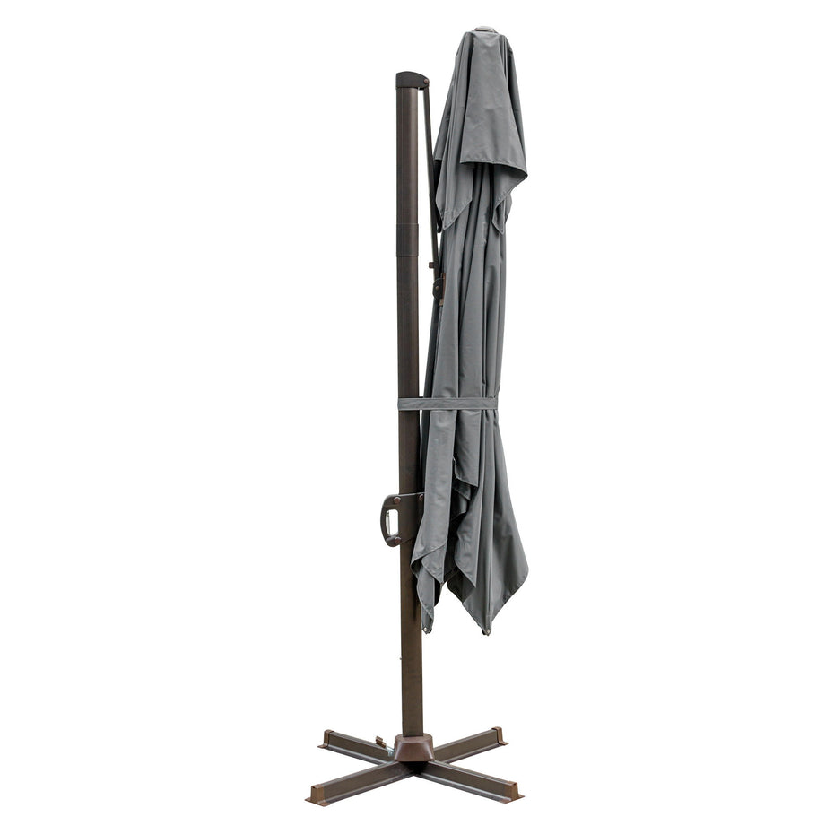 Polyester Square Tilt, Cantilever Patio Umbrella With Stand - Dark Gray