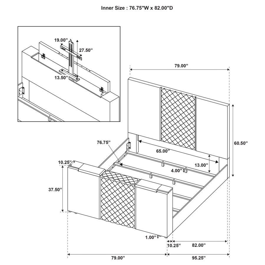 Tara - Upholstered Panel TV Bed