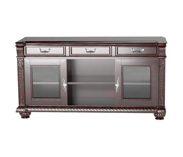 Wood Cabinet Enclosed Storage TV Stand - Dark Brown