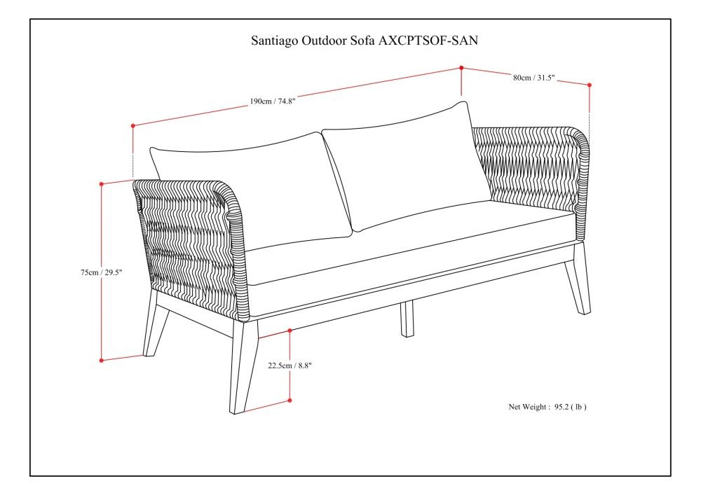 Santiago - Outdoor Sofa - Slate Gray by Simpli-Home | Bel Furniture