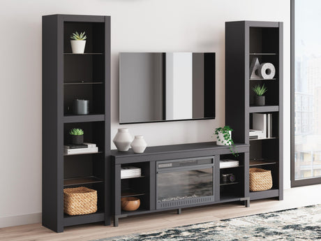 Cayberry - 3-Piece Entertainment Center With Electric Fireplace - Black - view 6