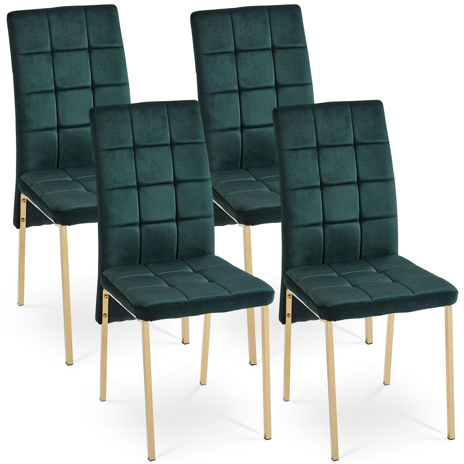 Velvet High Back Nordic Dining Chair Modern Chair With Golden Color Legs