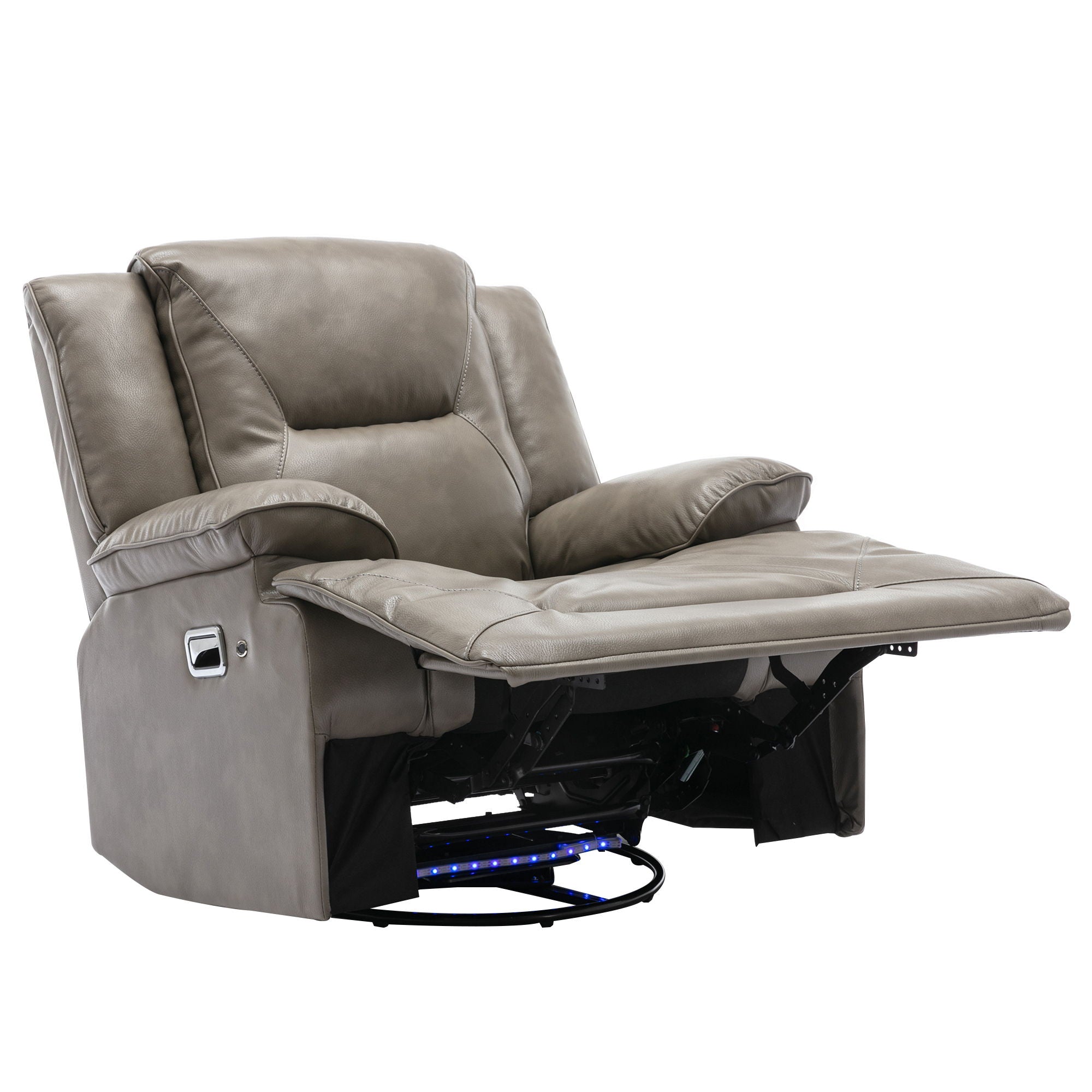 360° Swivel And Rocking Home Theater Recliner Manual Recliner Chair With A Led Light Strip For Living Room