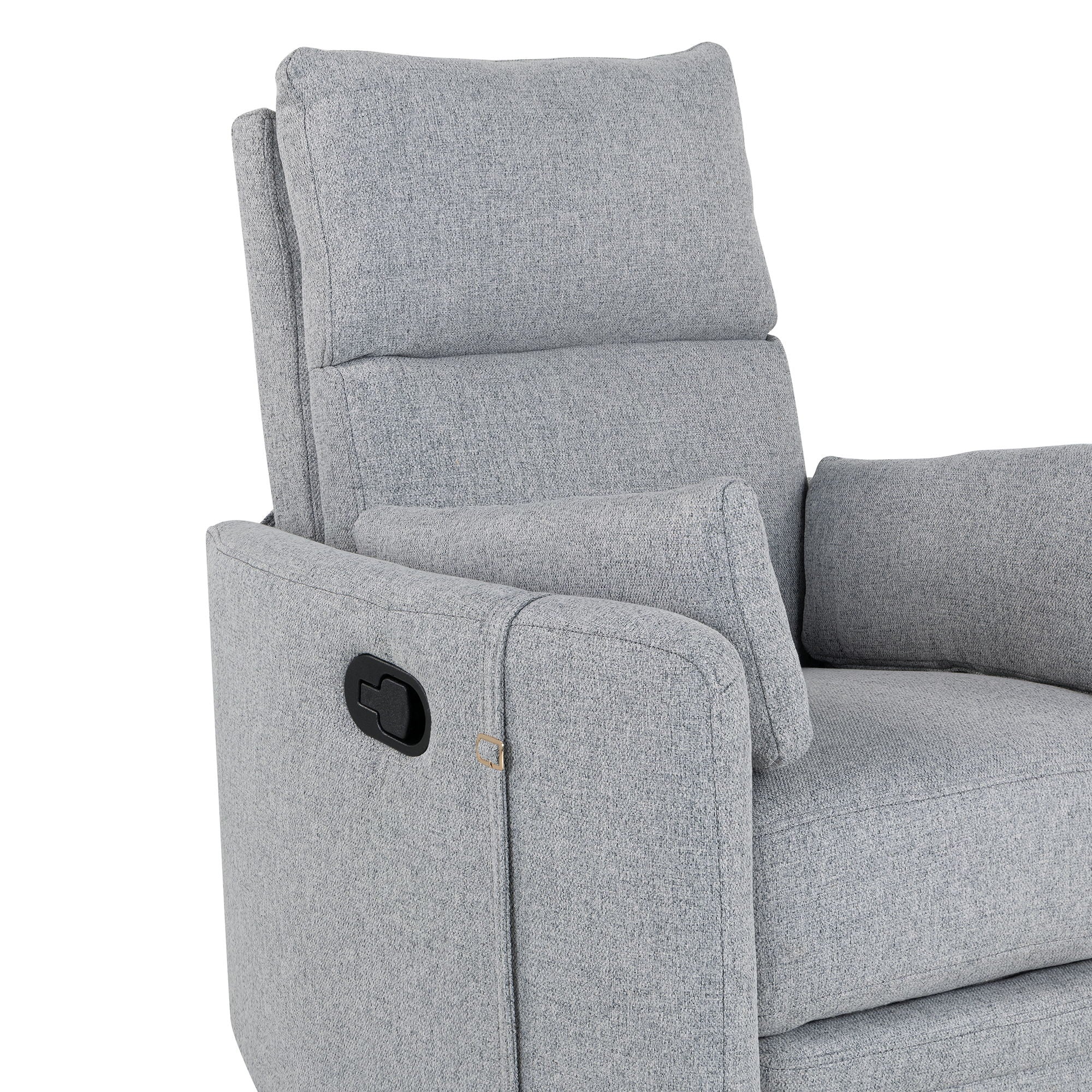 Upholstered Swivel Recliner Manual Rocker Recliner Chair Baby Nursery Chair With Two Removable Pillows For Living Room