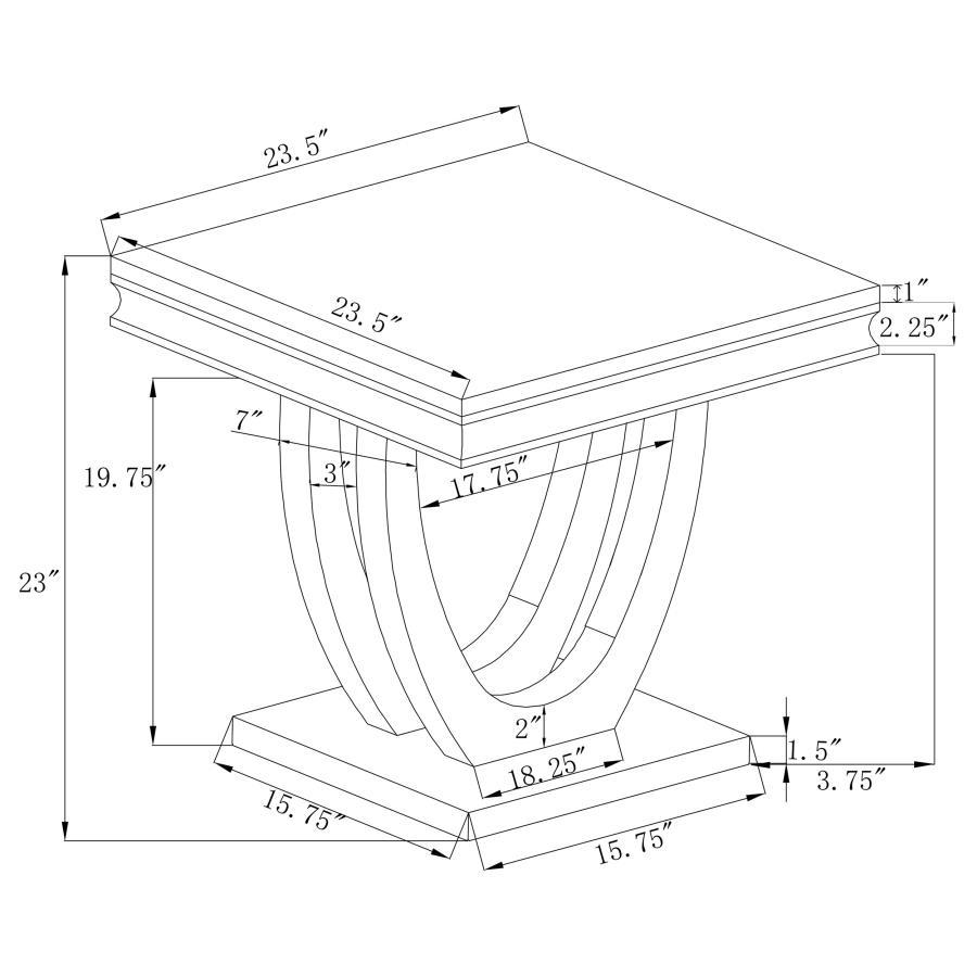 Kerwin - Square Stone Top End Table - White And Chrome