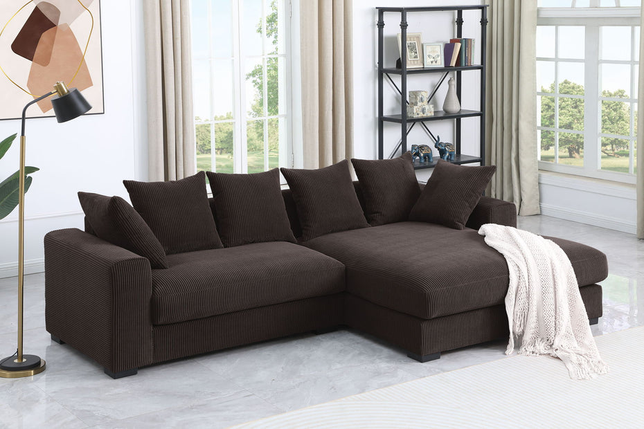 Naomi - 3 Piece Upholstered Sectional - Dark Brown