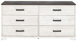 Shawburn - White / Black / Gray - Six Drawer Dresser - Pewter-tone pulls by Signature Design by Ashley® | Bel Furniture
