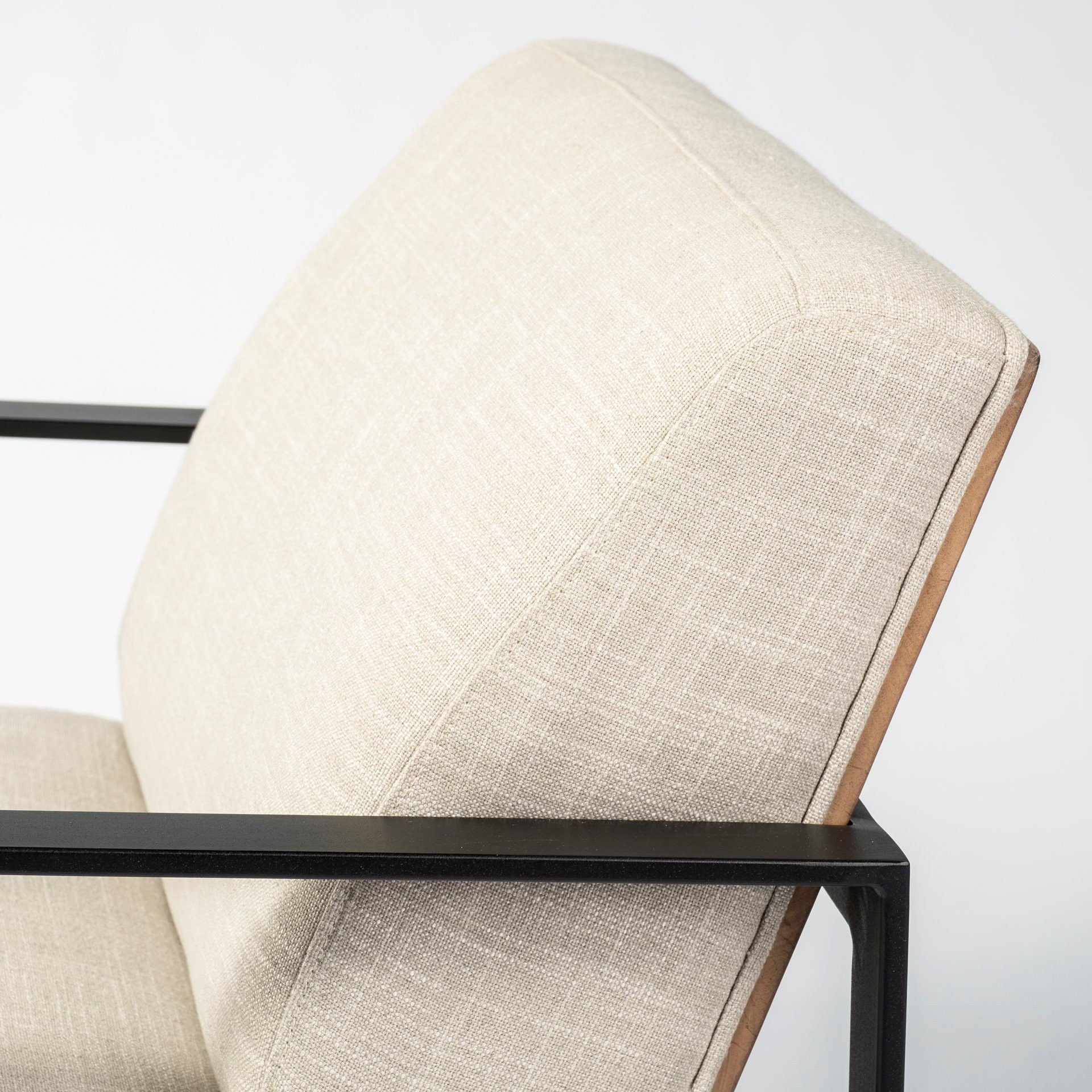 Fabric Arm Chair - Cream / Black