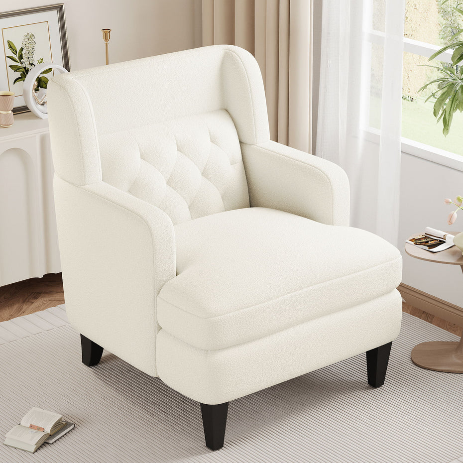 Upholstered Accent Chair Tufted Armchair For Living Room And Bedroom