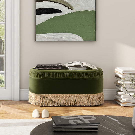 Serena - Contemporary Design Oval Storage Bench Ottoman by Jennifer Taylor Home | Bel Furniture