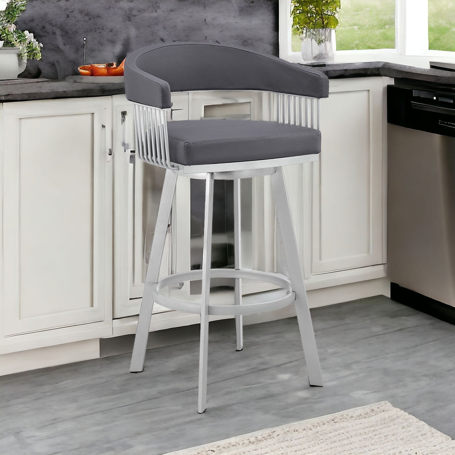 Swivel Low Back Counter Height Bar Chair - Slate Gray