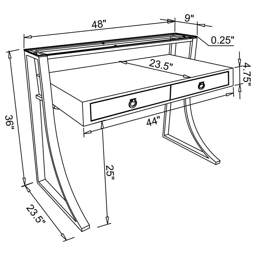 Gemma - 2-Drawer Writing Desk - White High Gloss