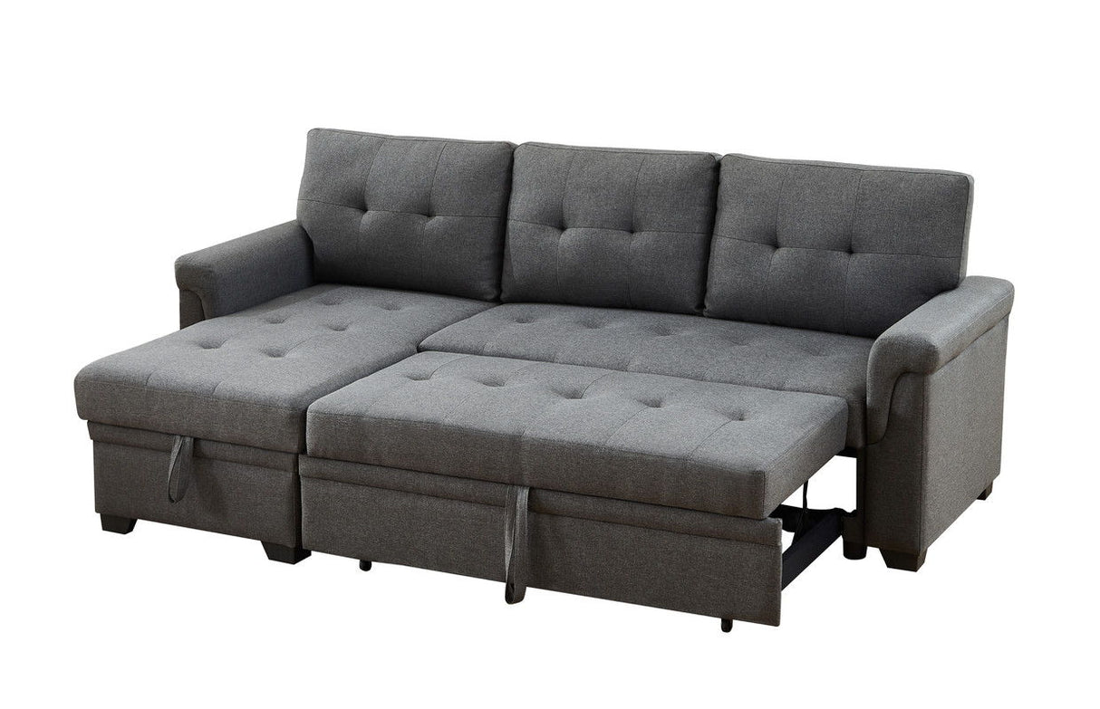 Sierra - Linen Reversible Sleeper Sectional Sofa With Storage Chaise by Lilola Home | Bel Furniture