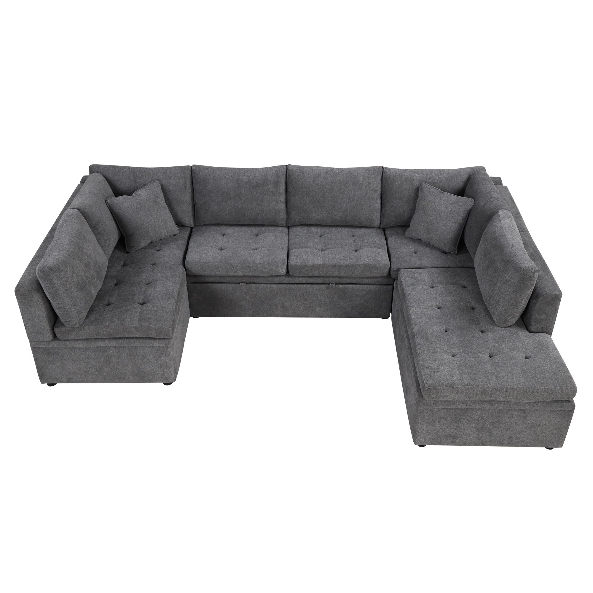 Oversized Sectional Sofa U-Shaped Sofa Couch Pull-Out Sofa Bed With Two Throw Pillows For Living Room