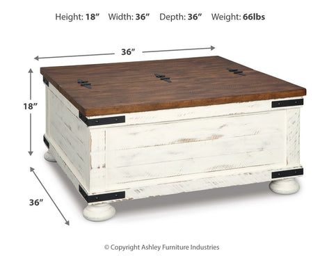 Wystfield - Cocktail Table with Storage - White / Brown - view 3