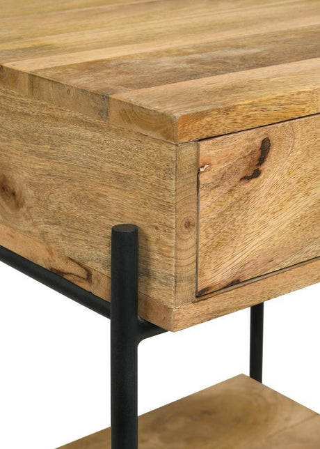 Declan - 1-Drawer Wood Accent Side Table - Natural Mango by CoasterEssence | Bel Furniture
