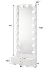 Luxo - Tall Lighted Drawer Vanity Mirror - White