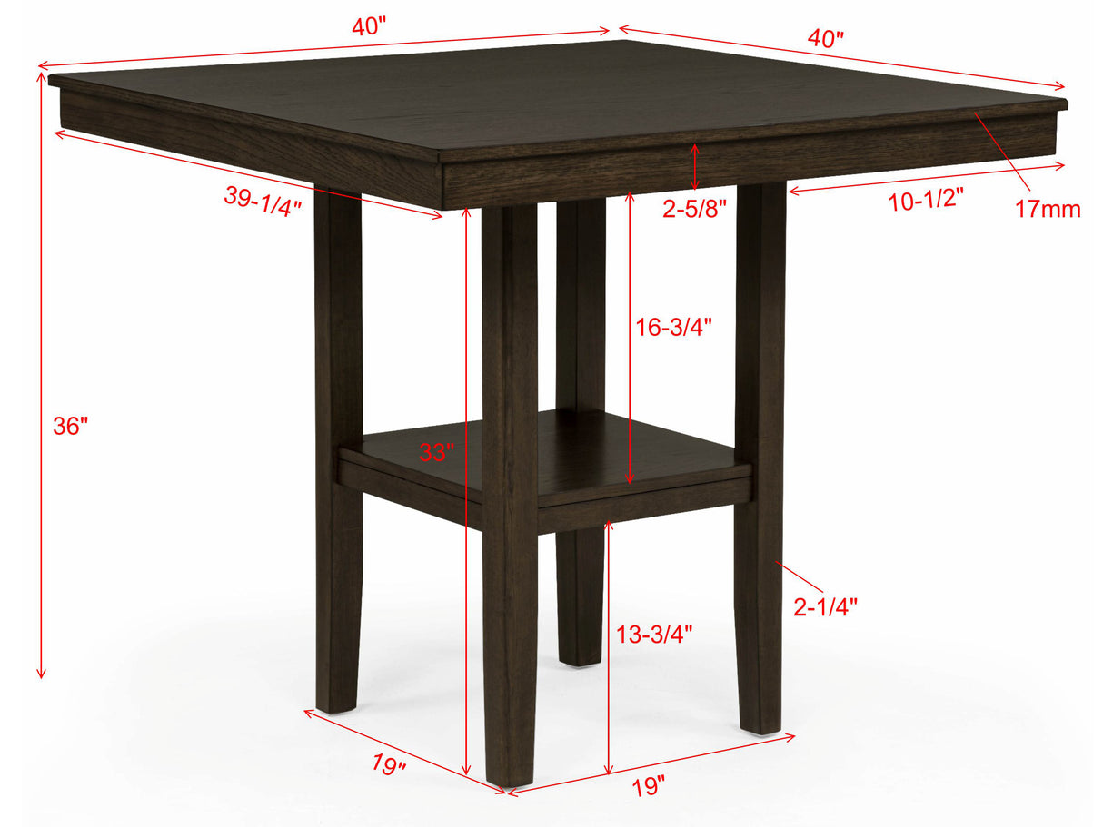 Lester 5-Pk Counter Height Dining Set Brown
