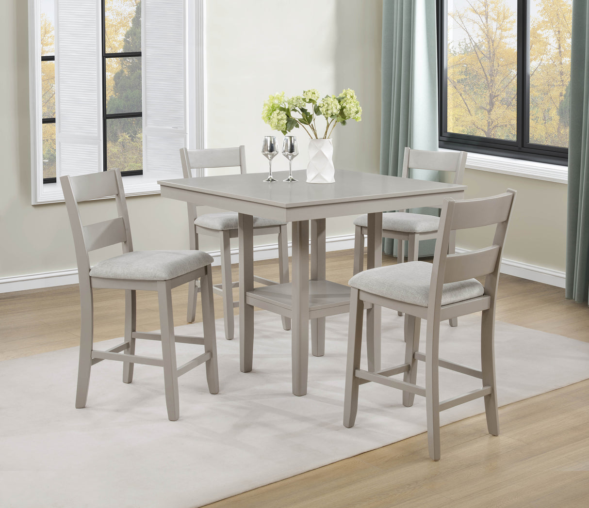 Lester 5-Pk Counter Height Dining Set Greige