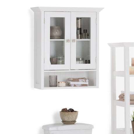 Acadian - Double Door Wall Cabinet - Pure White by Simpli-Home | Bel Furniture