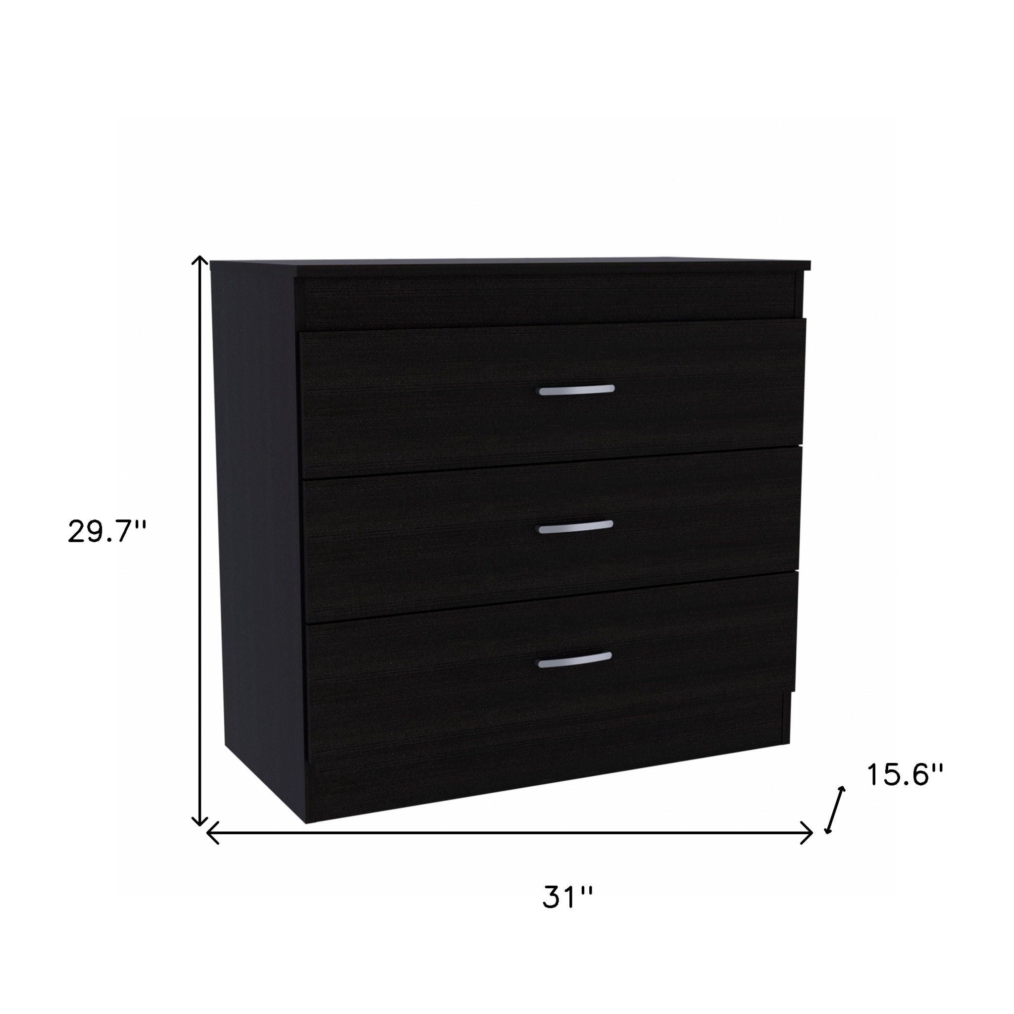 Three Drawer Dresser Wooden - Black