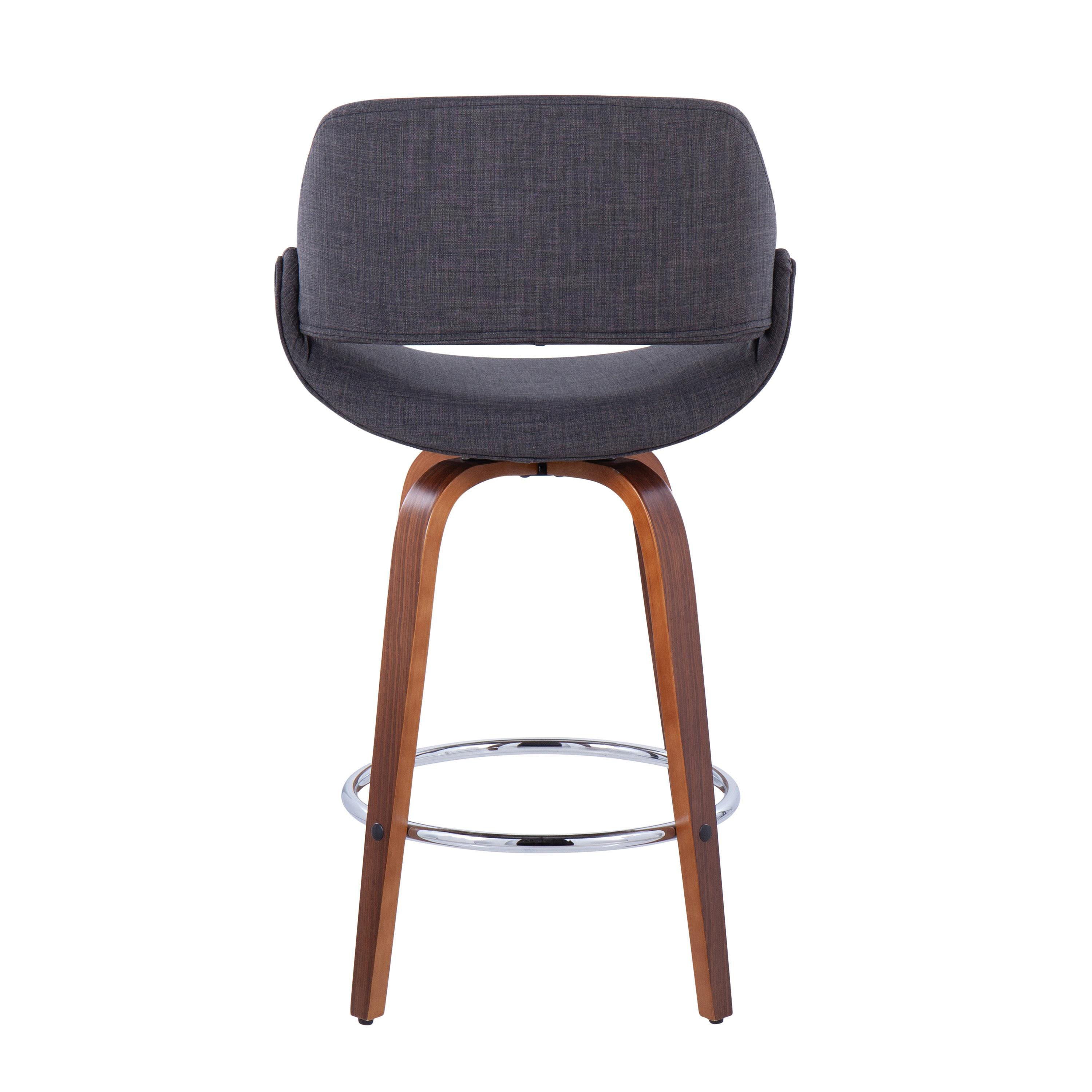 Fabrico - Mid Century Modern, Fixed Height Counter Stool With Round Footrest (Set of 2)