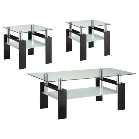 Dyer - Rectangular Coffee Table Set Black 3 Pc. Coffee Table, 2 End Tables by Coaster Fine Furniture | Bel Furniture