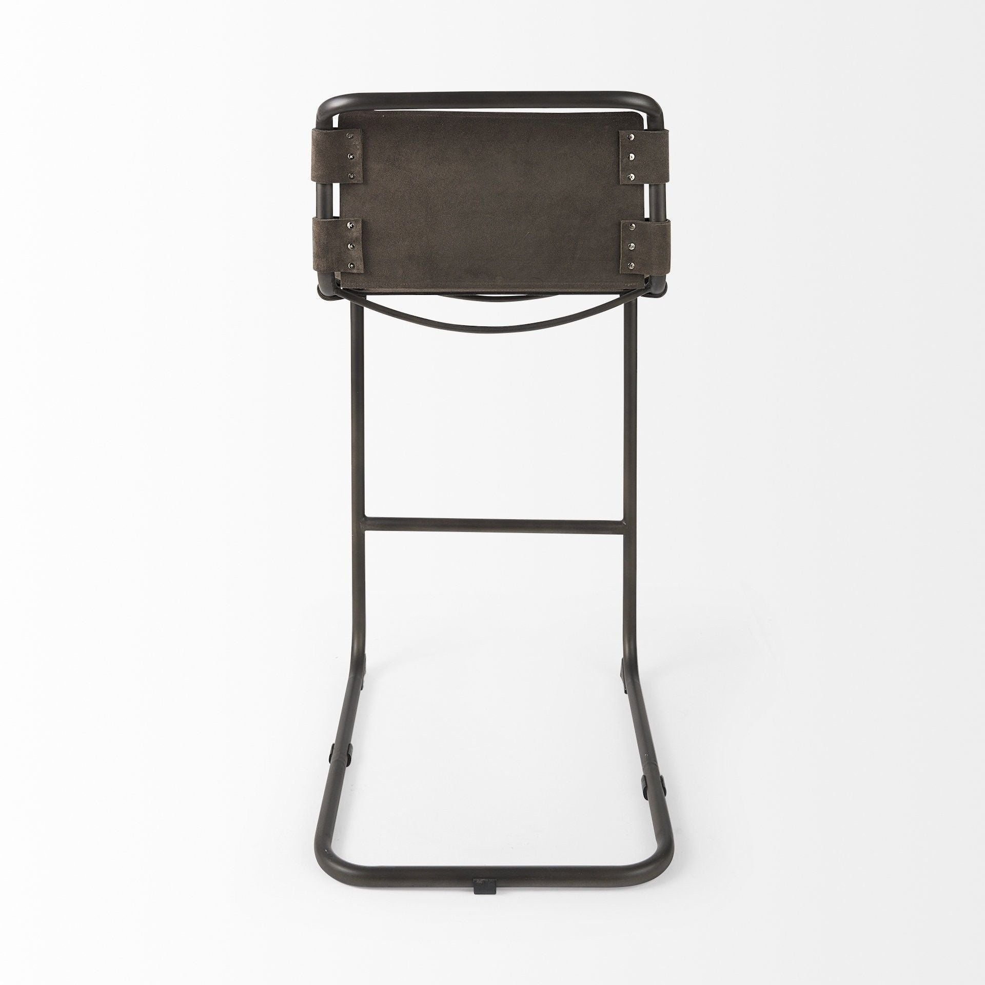 Leather And Iron Bar Chair - Brown