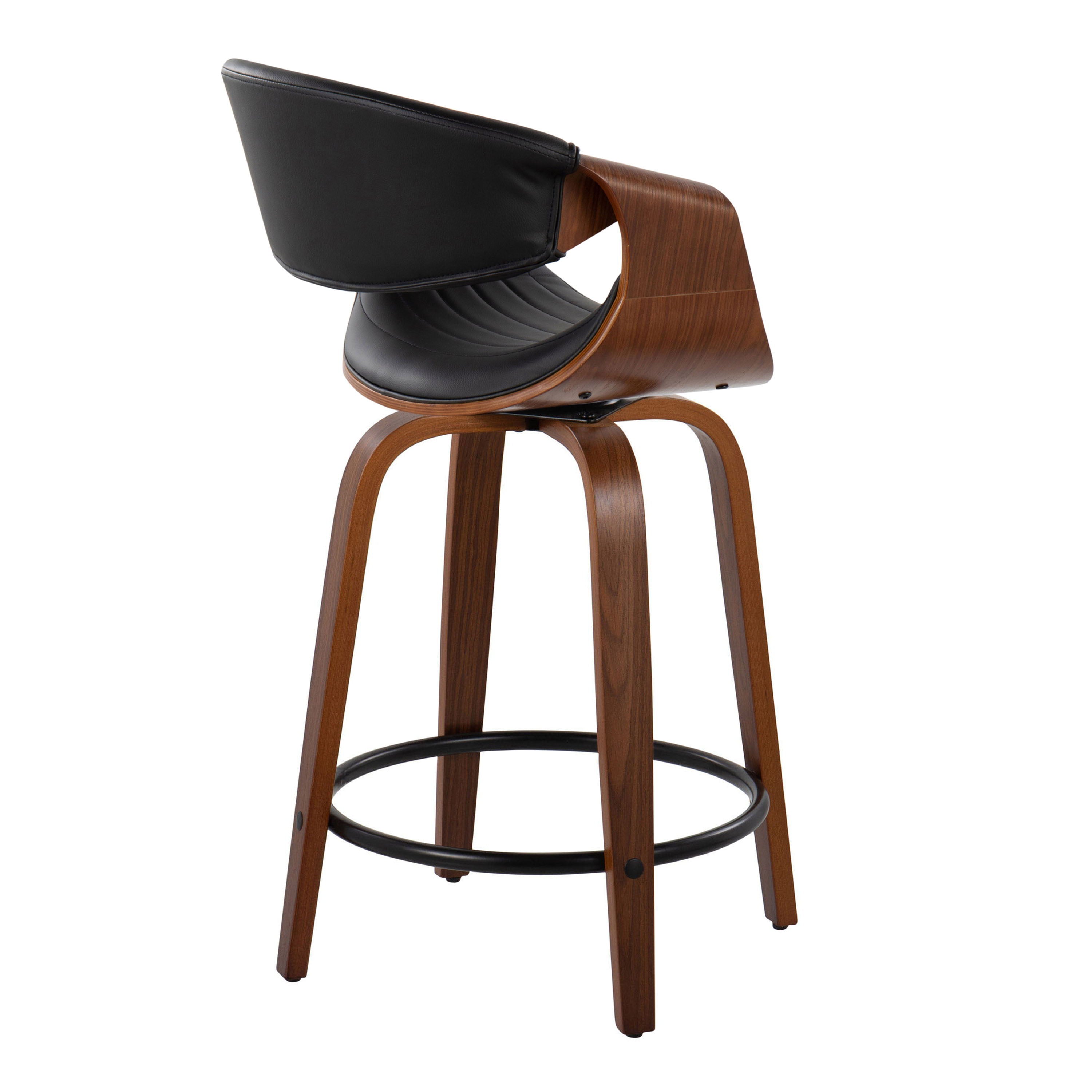 Symphony - Mid Century Modern Fixed Height Counter Stool With Swivel With Round Footrest (Set of 2)