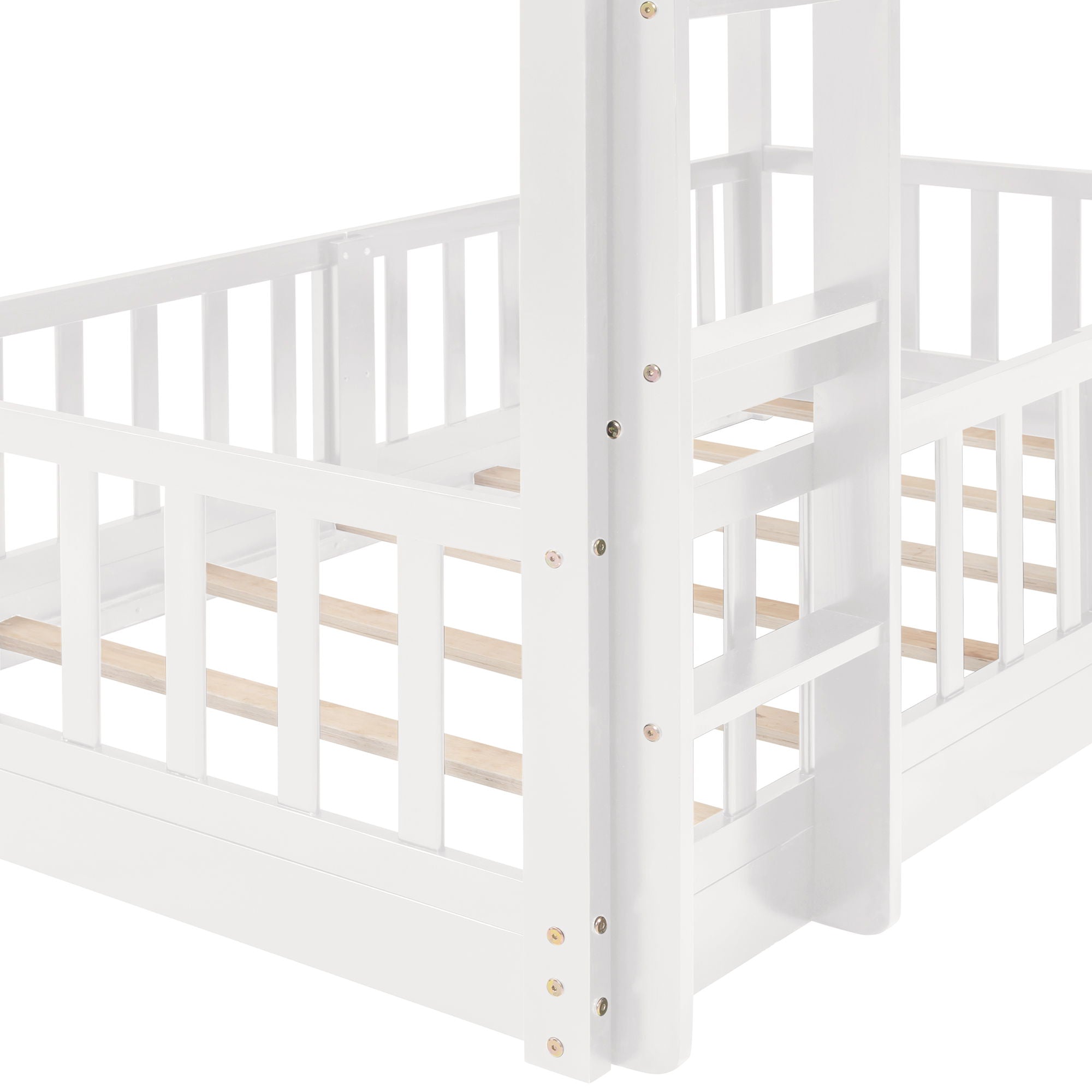 Twin Over Twin Bunk Bed With Slide And Ladder - White