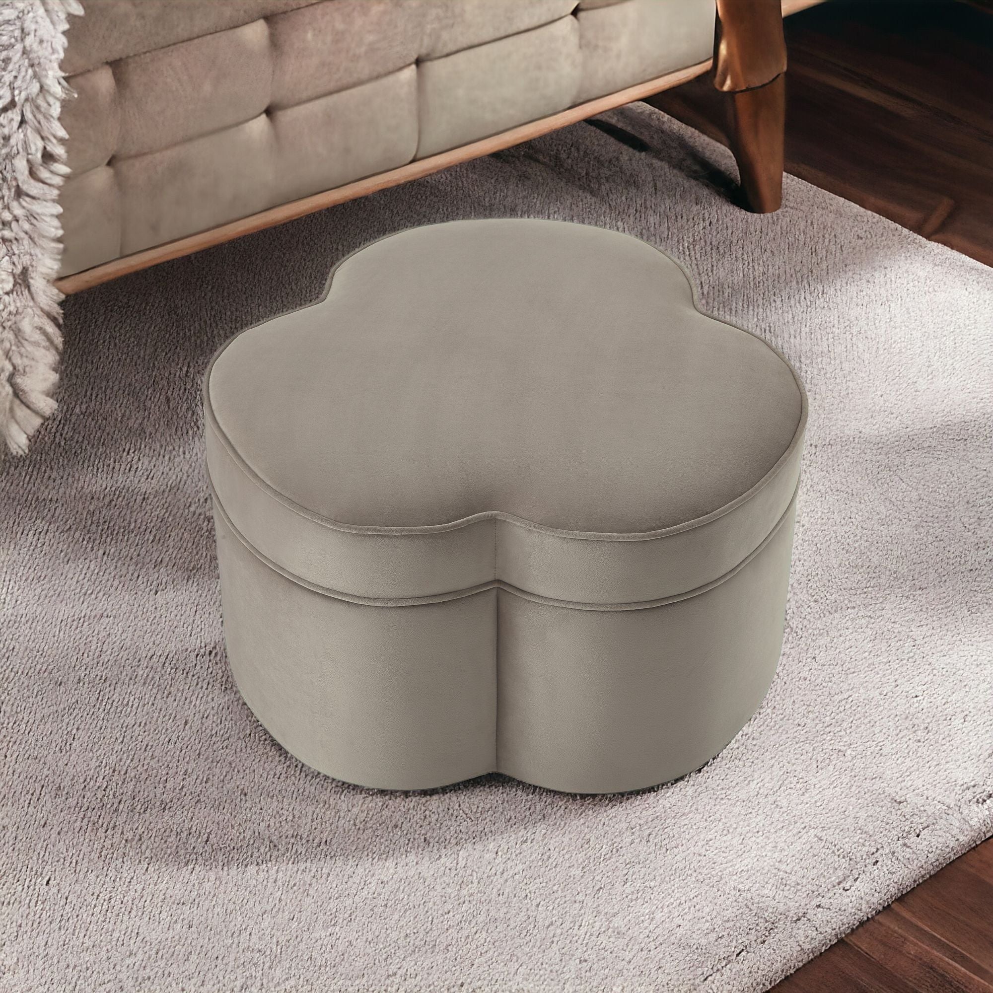 Velvet Specialty Cocktail Ottoman - Taupe