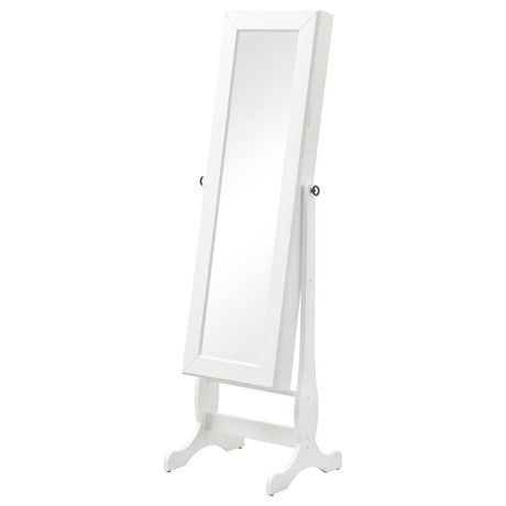 Batista - Cheval Mirror With Jewelry Storage - White by CoasterEssence | Bel Furniture