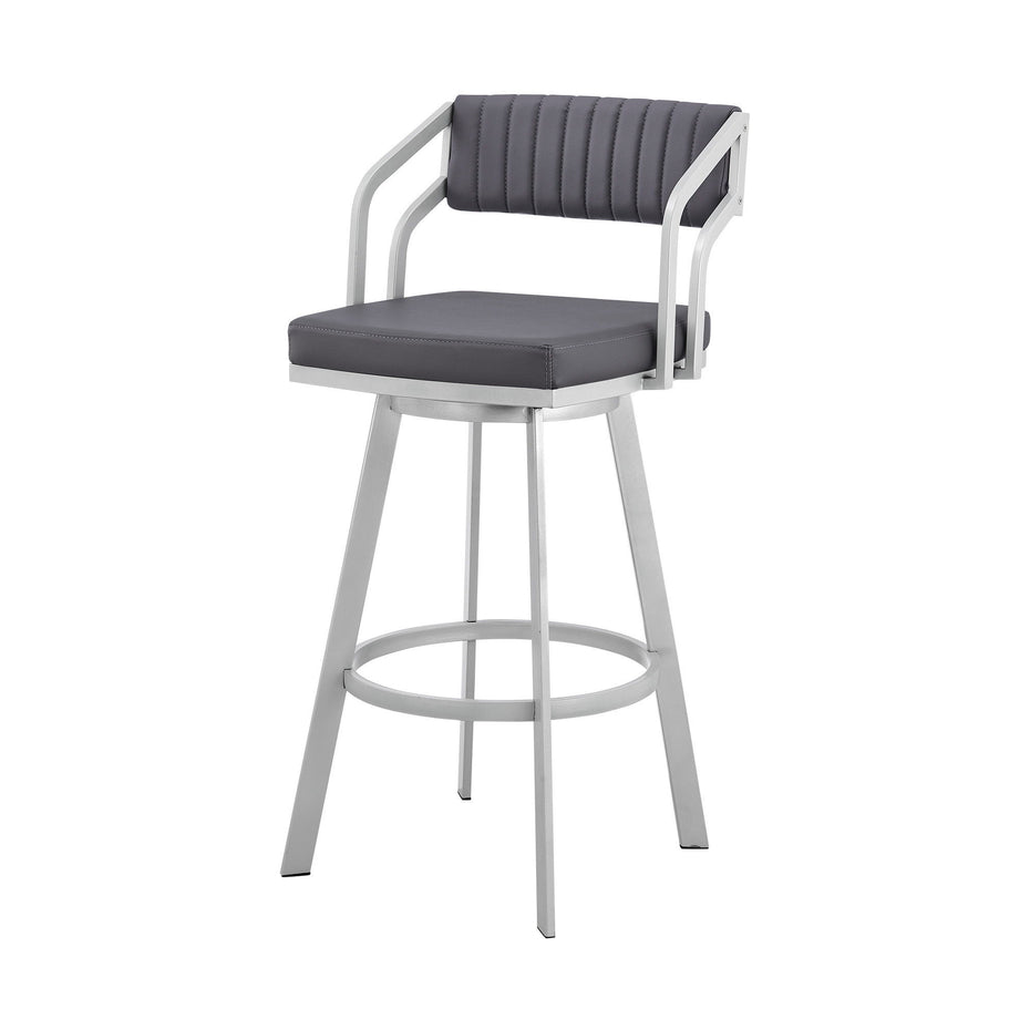 Swivel Low Back Bar Height Bar Chair - Slate Gray / Silver