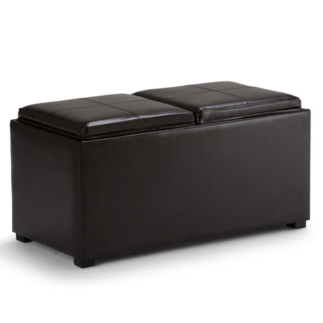 Avalon - 5 Piece Storage Ottoman, Contemporary Dark Brown by Simpli-Home | Bel Furniture