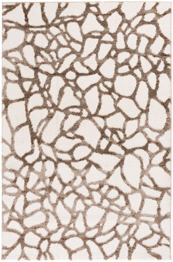 Wessonland ivory area rug with abstract taupe pebble pattern