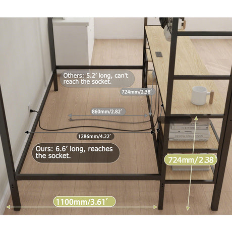 Ethan - Bunk Bed With Desk, Charging Station, Storage Shelves - view 7