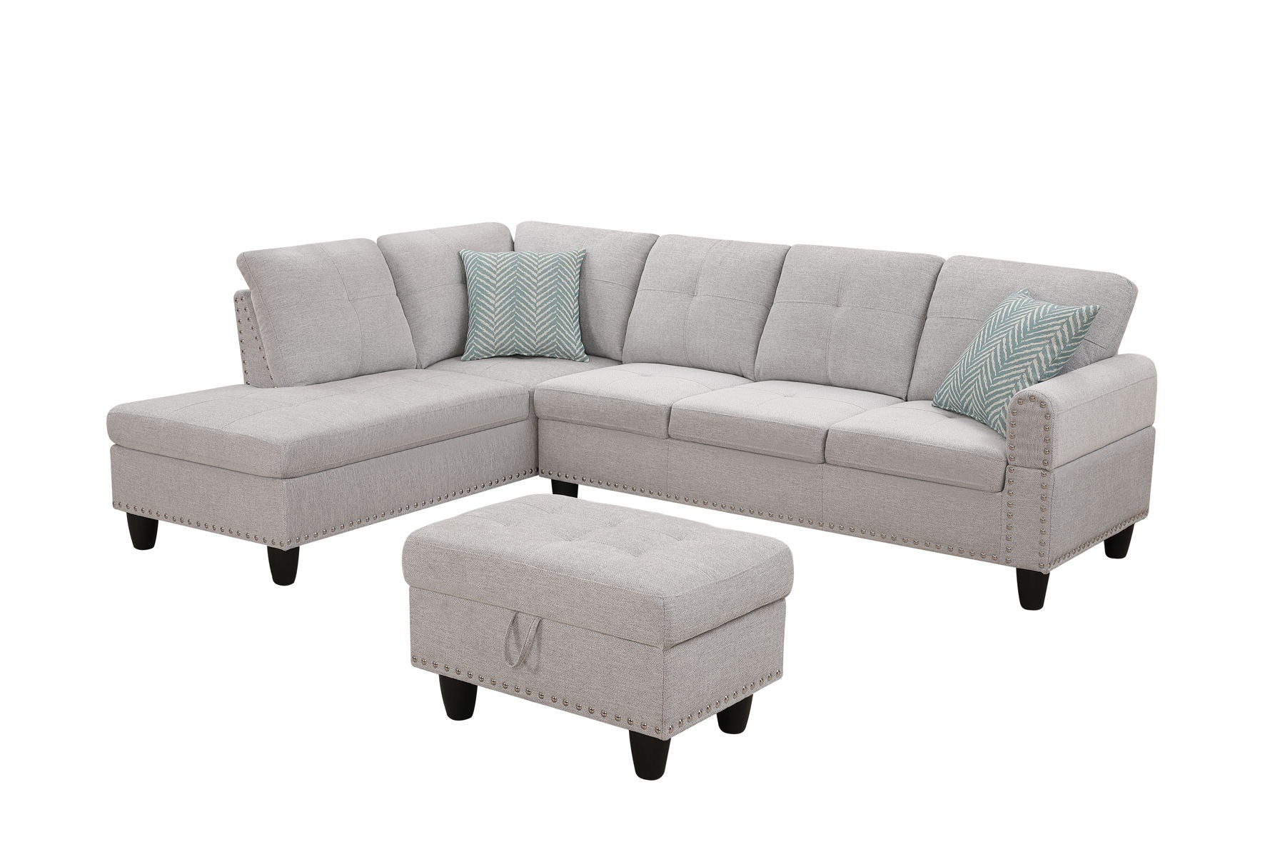 Alger - 98" Wide Left Hand Facing Sofa & Chaise With Ottoman