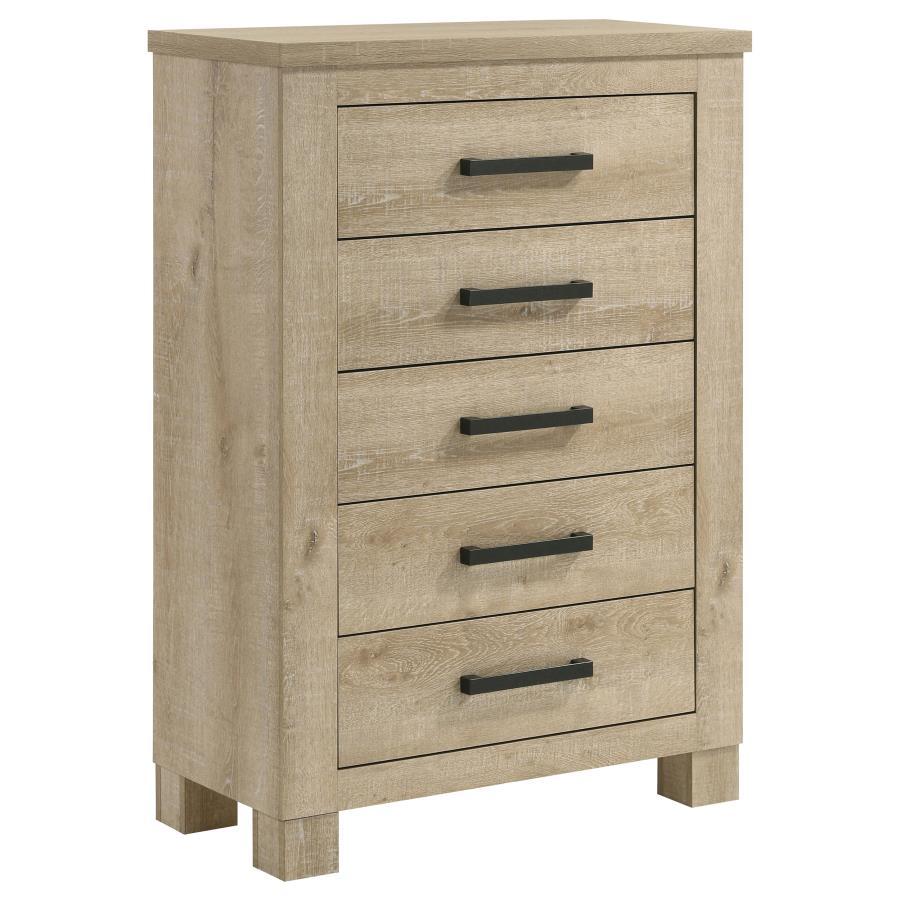 Oakglen - 5-Drawer Bedroom Chest Of Drawers - Weathered Oak by Coaster Fine Furniture | Bel Furniture