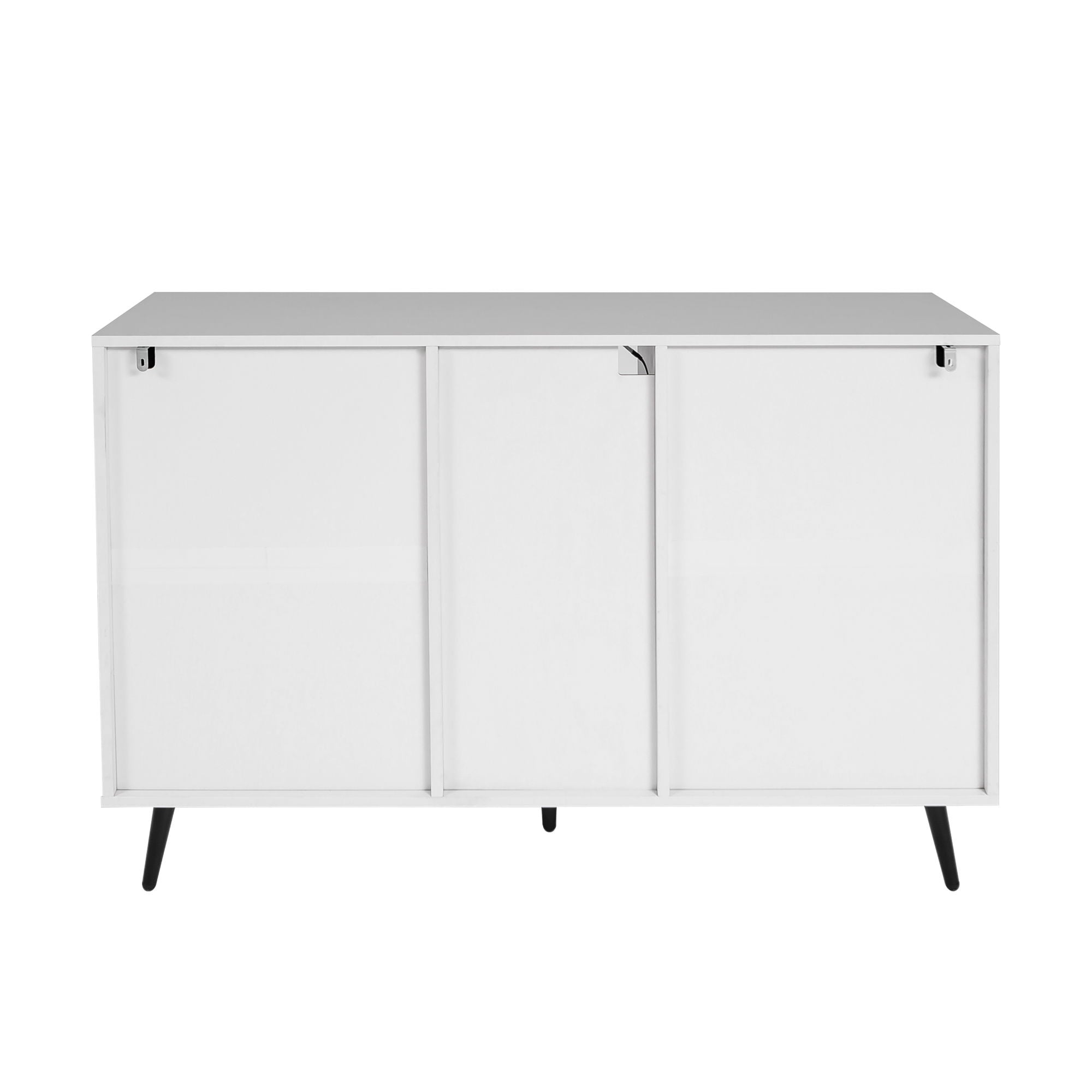 Living Room Sideboard Storage Cabinet With LED Light, Modern Kitchen Unit Cupboard Buffet Wooden Storage Display Cabinet - White