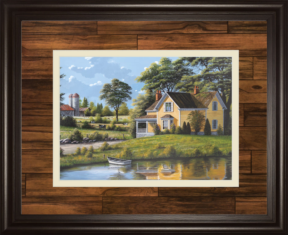 Yellow House By Saunders - Framed Print Wall Art - Green