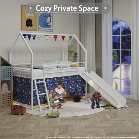 Jack - House Loft Bed With Slide And Curtain Set - view 21