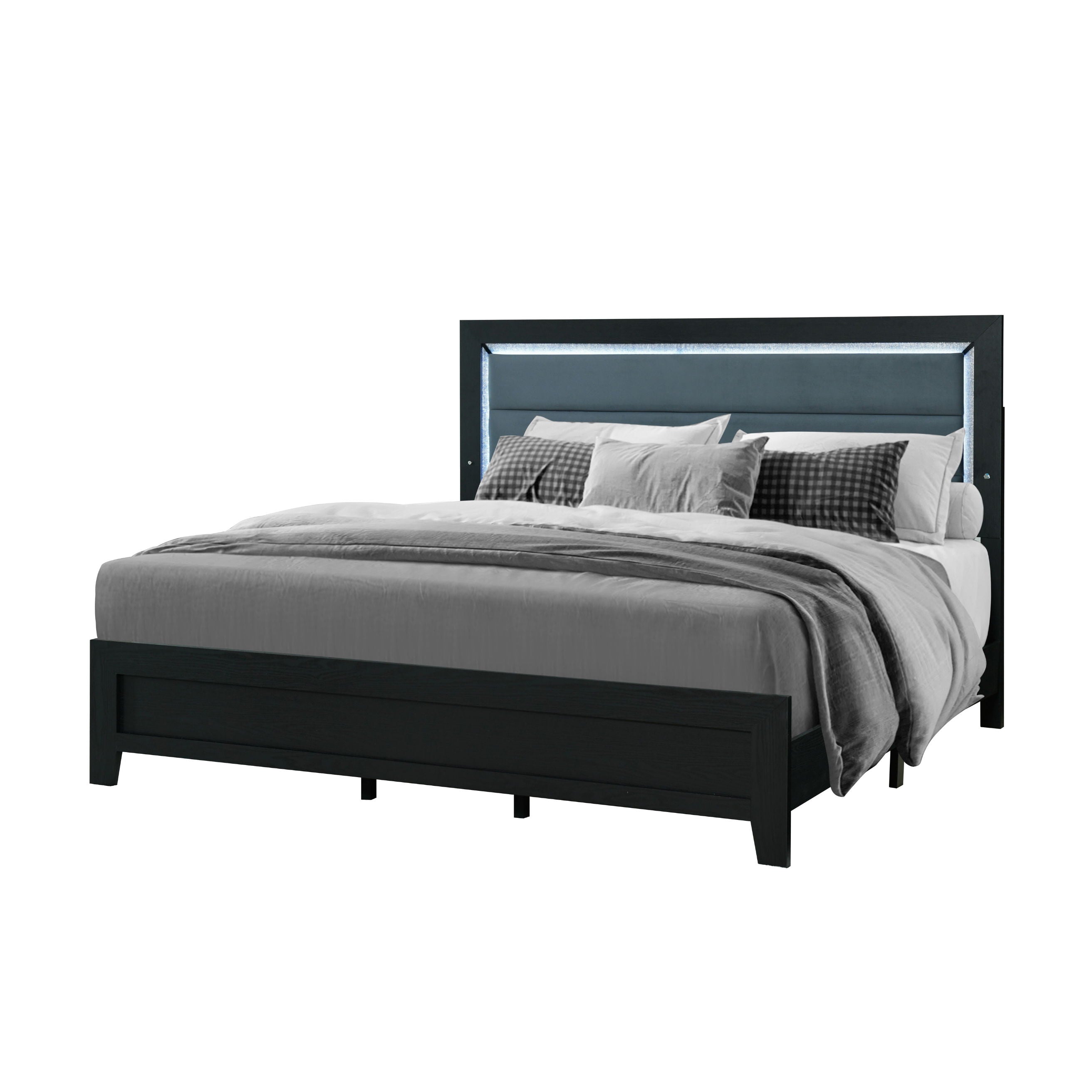 Carlos - Queen Bed With LED - Black