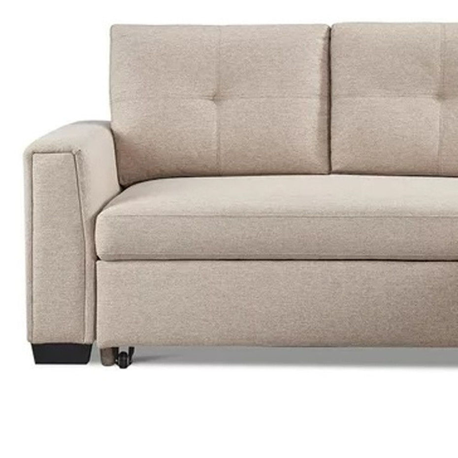 Polyester Blend Convertible Futon Sleeper Sofa With Black Legs - Beige