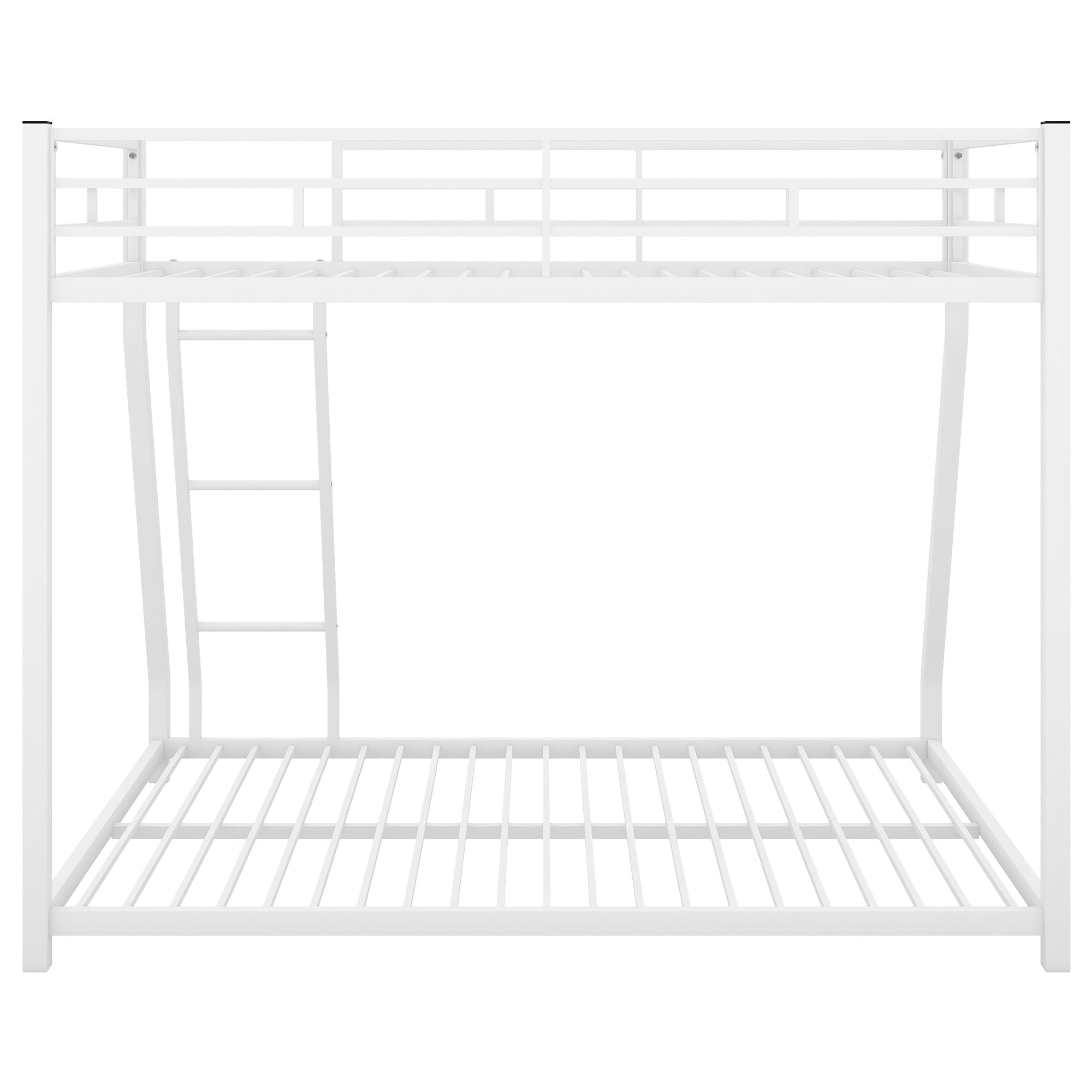 Metal Floor Bunk Bed, Twin Over Full - White