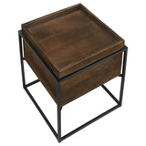 Ondrej - Square Accent Side Table Removable Tray - Dark Brown by CoasterEssence | Bel Furniture
