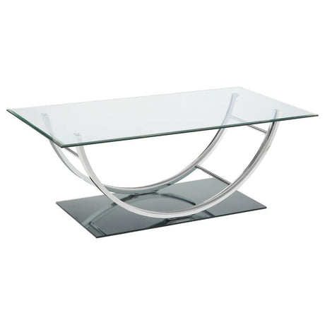 Danville - Rectangular U-Shaped Glass Top Table Pearl Silver Coffee Tables by CoasterEssence | Bel Furniture