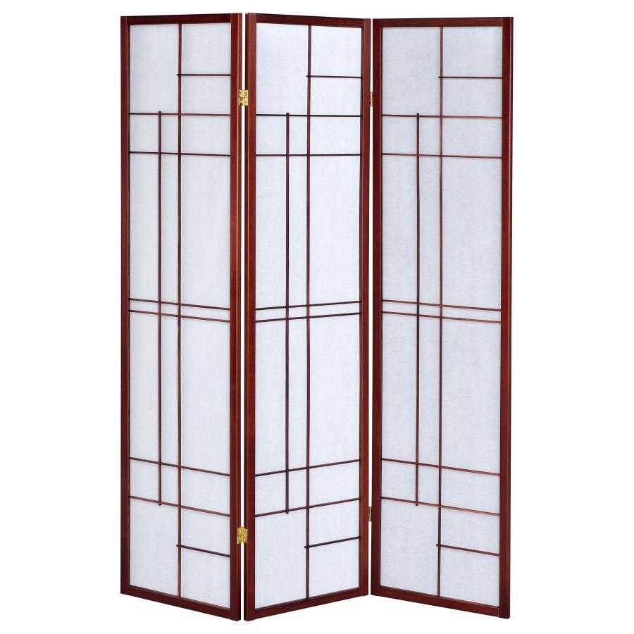 Katerina - 3-Panel Room Divider Folding Shoji Screen - Cherry by CoasterEveryday | Bel Furniture