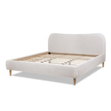 Roman - King Curved Headboard Upholstered Platform Bed - Light Beige