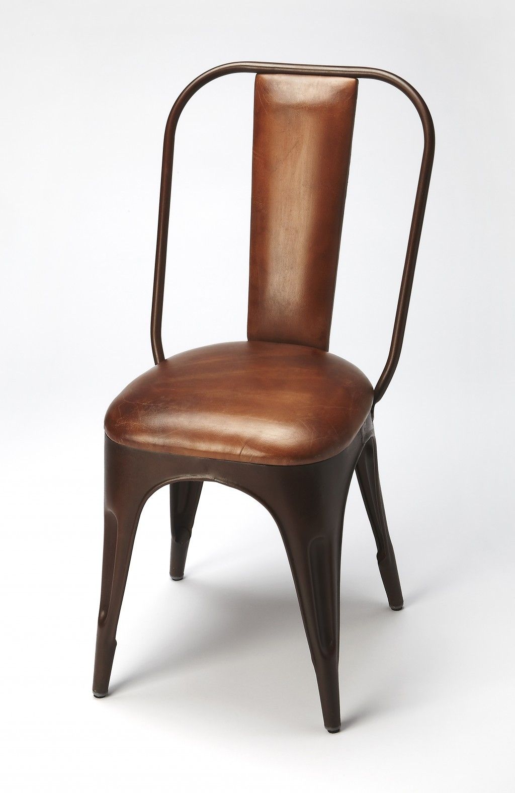 Faux Leather, Side Chair - Brown