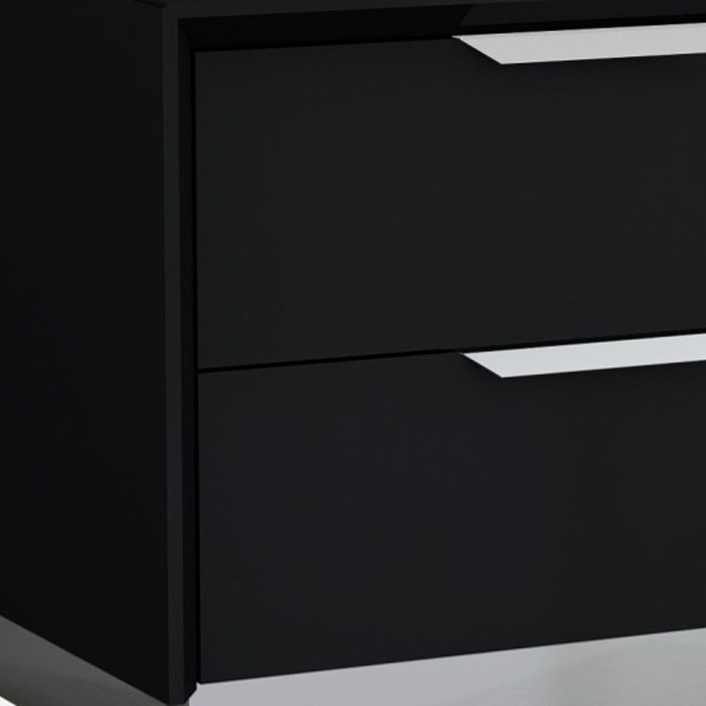 Two Drawers Nightstand - Black / Gray